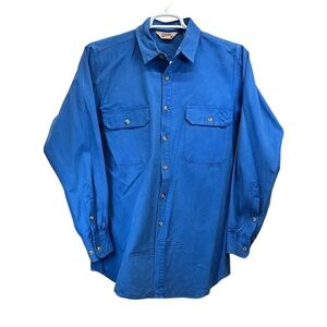 Vintage Cabelas Outdoors Mens Blue Cotton Chamois L/S Button Down Shirt Medium